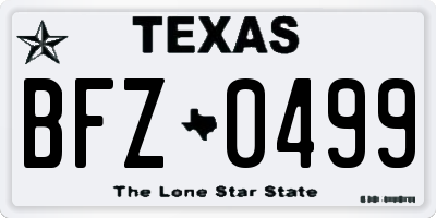 TX license plate BFZ0499