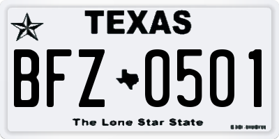 TX license plate BFZ0501