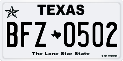 TX license plate BFZ0502