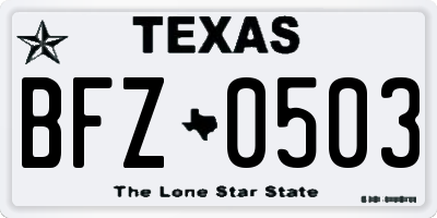 TX license plate BFZ0503