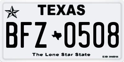 TX license plate BFZ0508