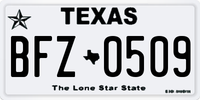 TX license plate BFZ0509
