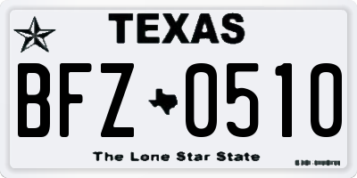 TX license plate BFZ0510