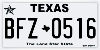 TX license plate BFZ0516