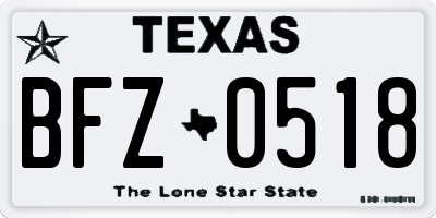 TX license plate BFZ0518
