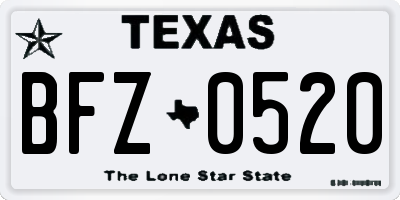 TX license plate BFZ0520