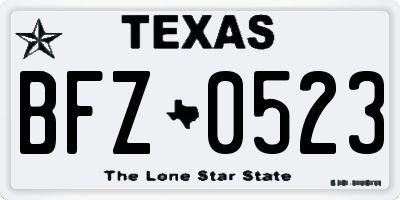 TX license plate BFZ0523