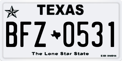 TX license plate BFZ0531