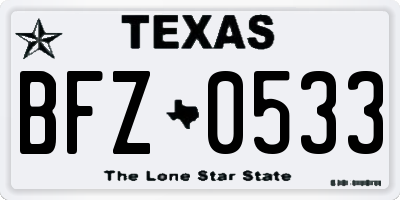 TX license plate BFZ0533