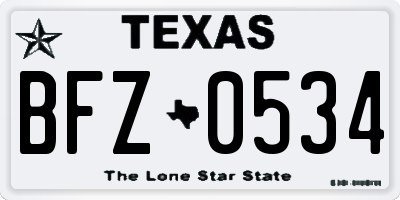 TX license plate BFZ0534
