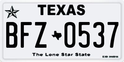TX license plate BFZ0537