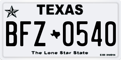 TX license plate BFZ0540