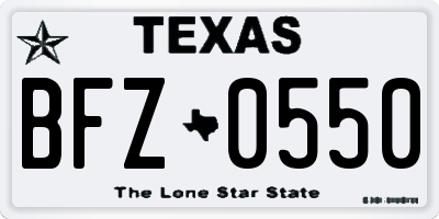 TX license plate BFZ0550