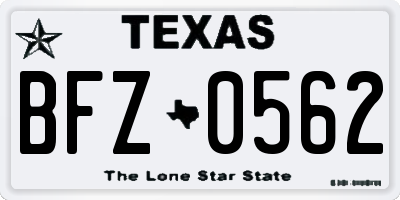 TX license plate BFZ0562
