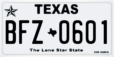 TX license plate BFZ0601