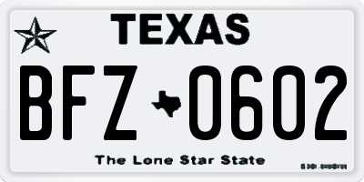 TX license plate BFZ0602