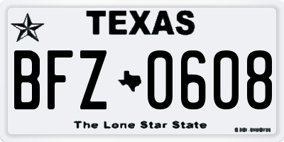 TX license plate BFZ0608