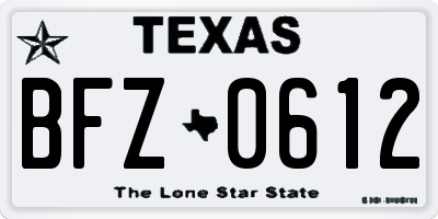 TX license plate BFZ0612
