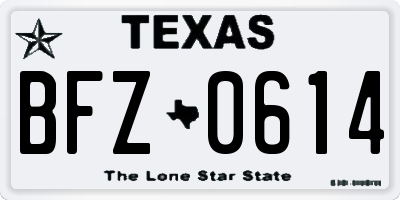 TX license plate BFZ0614