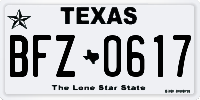 TX license plate BFZ0617
