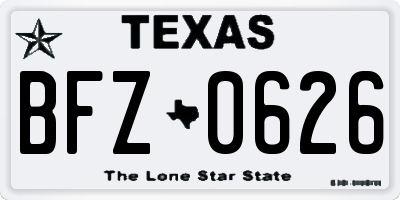 TX license plate BFZ0626