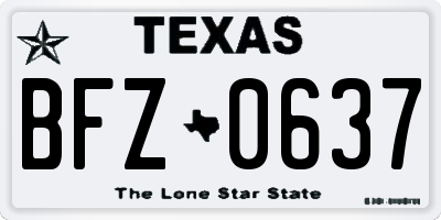 TX license plate BFZ0637