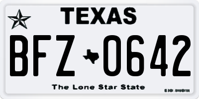 TX license plate BFZ0642