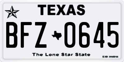 TX license plate BFZ0645