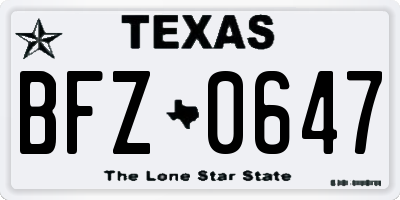 TX license plate BFZ0647