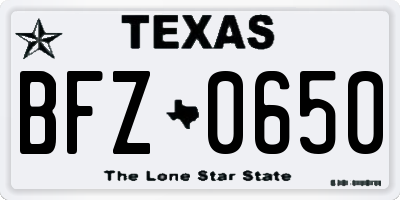 TX license plate BFZ0650