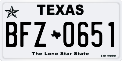 TX license plate BFZ0651