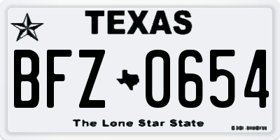 TX license plate BFZ0654
