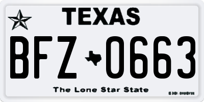 TX license plate BFZ0663