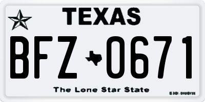 TX license plate BFZ0671