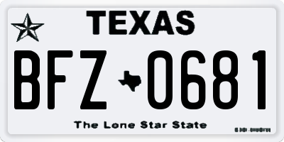 TX license plate BFZ0681