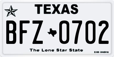 TX license plate BFZ0702