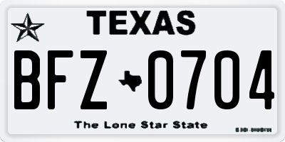 TX license plate BFZ0704