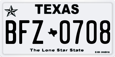 TX license plate BFZ0708