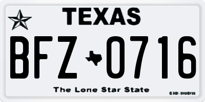 TX license plate BFZ0716