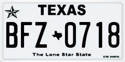 TX license plate BFZ0718