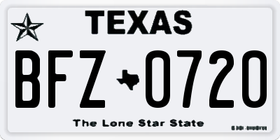 TX license plate BFZ0720
