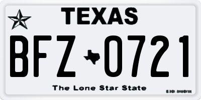 TX license plate BFZ0721