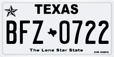 TX license plate BFZ0722