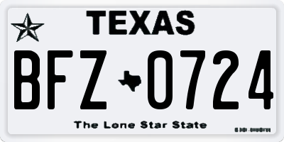 TX license plate BFZ0724