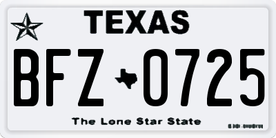 TX license plate BFZ0725