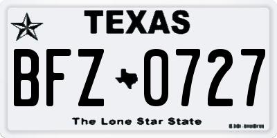 TX license plate BFZ0727