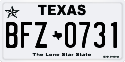 TX license plate BFZ0731