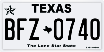 TX license plate BFZ0740