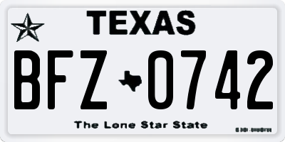 TX license plate BFZ0742