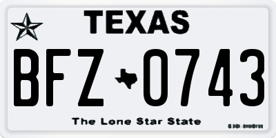 TX license plate BFZ0743